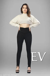 Black denim jegging for woman - high west denim, slim fit, elasticized waistband, ankle length, back side pocket