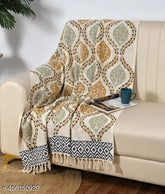 Multi-colored HomewayTex 100% Cotton Grace Block Printed Throw, versatile for sofa or bed, size 50x60 inch