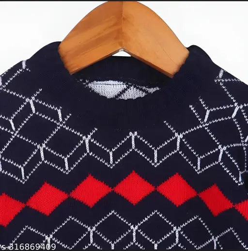 Acrylic casual sweater for boys and girls (full sleeves), solid design in vibrant winter wear