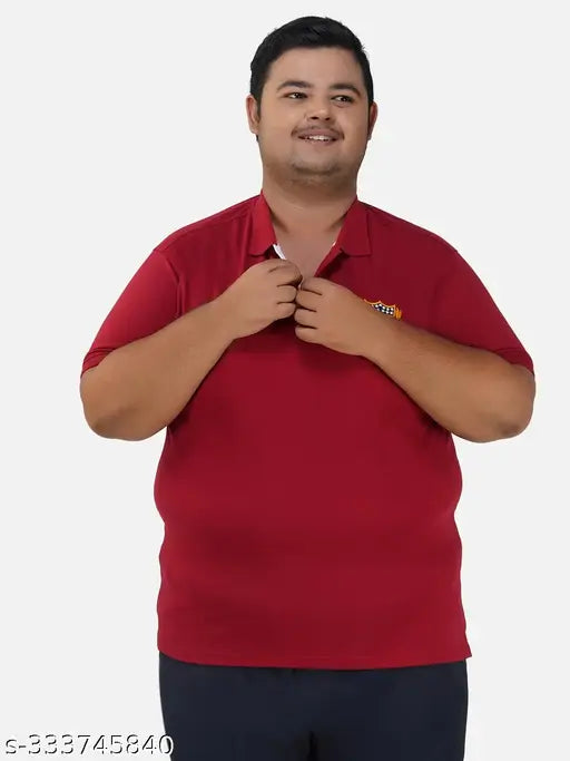 XFOX men's plus size solid cotton blend polo t-shirt, short sleeves, available in XXXL, 4XL, 5XL