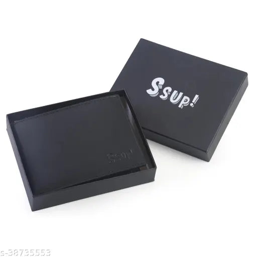 Fancy Modern Leather Wallet - Colourblock Design, 5 Compartments, Free Size (10cm x 10cm)