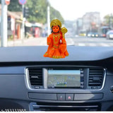 Orange poly resin Hanuman Ji Murti Idol, detailed handcrafted for temple car dashboard or home decor