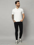 Cotton blend mens polo neck t-shirt, standing collar design. Solid color, suitable for summer wear. Made in India