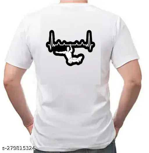 White polyester gym t-shirt with sublimation printing, round neck, short sleeves - RK Sports Sarina