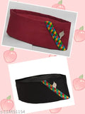 Maroon & black cotton Pahadi Modi flat cap, traditional Indian beret