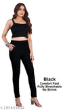 Cotton Lycra solid pants for women & girls, pack of 2 - casual trousers by City Fashion, available in various sizes (24, 28, 30, 32, 34, 36, 38, 40)