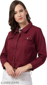Maroon denim jacket, stylish and trendy, available in sizes S-XL from India