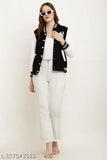 Black long sleeve cotton jacket with printed pattern, luxurious fleece fabric for cold-weather comfort and New York style