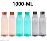 Leak-proof, breakproof round plastic water bottles (1000ML each) for office, school, college use – set of 6 in multicolor