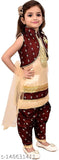 Nylon Kurta set with embroidered sleeveless top and dhoti pants for girls aged 1-14 years, Indian origin
