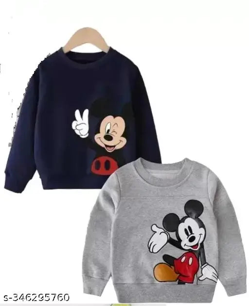Trendy cotton blend kids' round neck full sleeves, printed net design for winter and summer wear, multiple sizes available from 5-6 years to 15-16 years