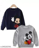 Trendy cotton blend kids' round neck full sleeves, printed net design for winter and summer wear, multiple sizes available from 5-6 years to 15-16 years
