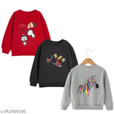 Cotton blend kids' sweatshirt with 'DAMN GUD DG' chest print, available in sizes 1-2 Years to 9-10 Years. High-quality Indian made design for unisex wear