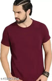 Mehroon RN cotton blend solid t-shirts, short sleeves, versatile men's wear, India-origin