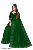 Trending green Georgette silk saree with hotfix diamond work and chiffon blouse, same color, embellished pattern