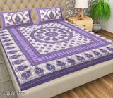 White floral cotton bedsheet set with 2 pillow covers, perfect for a cozy double queen bedroom from Dollifi, made in India