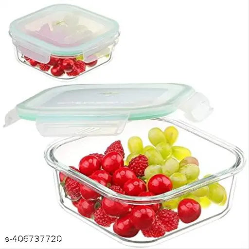 Transparent glass food storage set of 3 with break-free detachable locks, oven-safe, microwave-safe, and freezer-safe - 400ml, 600ml & 800ml airtight containers for multi-purpose use