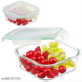 Transparent glass food storage set of 3 with break-free detachable locks, oven-safe, microwave-safe, and freezer-safe - 400ml, 600ml & 800ml airtight containers for multi-purpose use