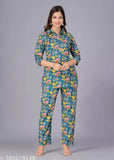 Cotton coord set, three-quarter sleeves nightsuit for women, comfortable sleepwear in various sizes (M, L, XL, XXL)
