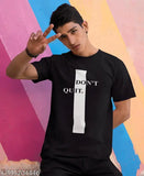 Midnight black, soft cotton, printed t-shirt. "Don't Quit" casual tee with durable, breathable fabric