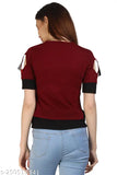 Maroon oversized cotton short sleeve hip hop t-shirt for ladies, girls - India