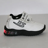 Synthetic leather PVC sole shoes, cute lighting design for kids' durability and water resistance, ideal for boys aged 2-5 years, Velcro fastening & back detail