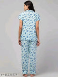 Cotton printed nightsuit, comfortable women's summer night wear with loose fit and attractive design, made in India