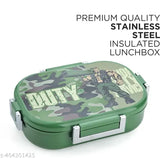 Military Green stainless steel tiffin box & container (1000ml), leak-proof and microwave safe, ideal for school/office use