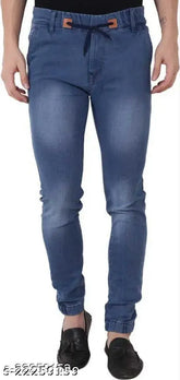 Fashionable dyed/washed denim men's joggers (Size 28, 30, 32), modern Indian jeans for men