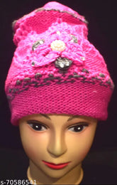 Woolen self-design cap, fancy designer hat for women and girls, India origin