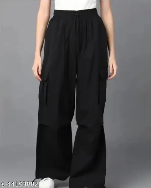 Grey or black polycotton women's cargo pants, stylish and well-structured fit for beautiful lady as a gift