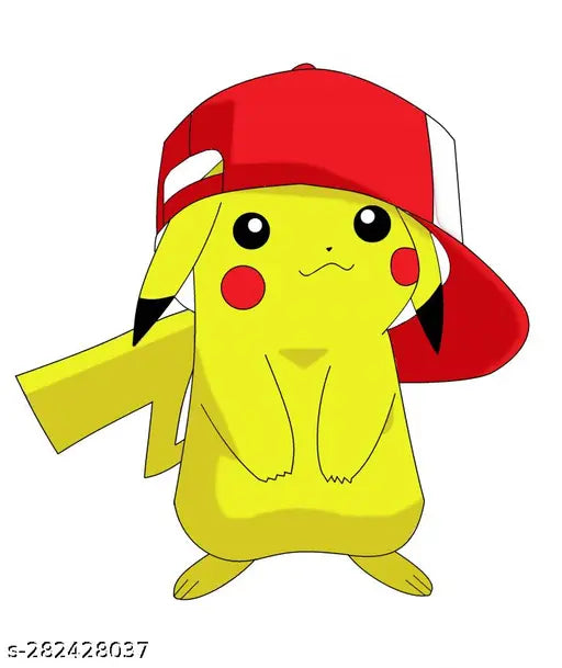 Pikachu printed polyester t-shirt for men and boys, vibrant character on short sleeves