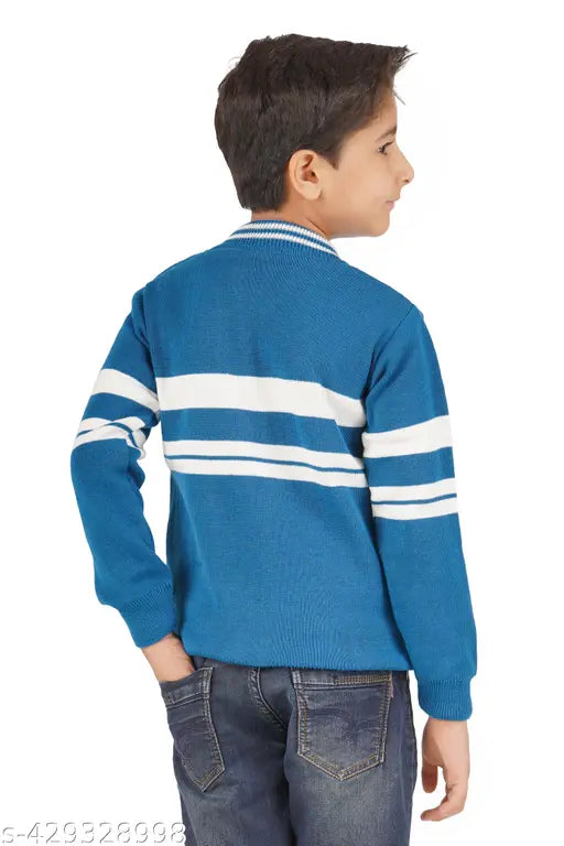 Boys' colorblocked wool sweater size 3-12 years, perfect for winter kids fashion, made in India