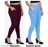 Cotton blend solid-colored Makhani women's jeggings pack of 2 for stylish comfort, Indian origin