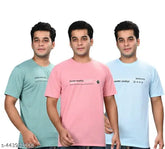 Multicolor round neck cotton half sleeve t-shirt set (3pc), versatile, comfortable, durable, easy care, casual wear, mixed and matched outfits