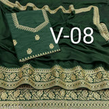 Vichitra silk saree with beautiful embroidery lace border, stunning color combination for women, India origin