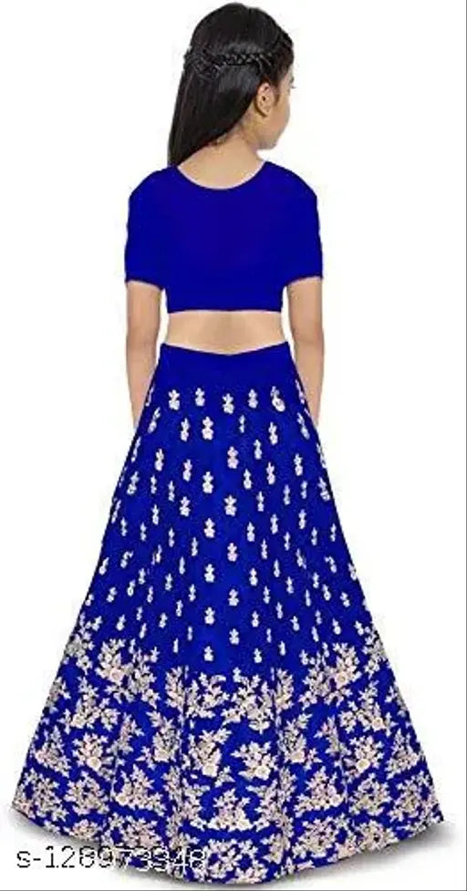 blue FULPARI girls lehenga choli ethnic wear embroidered ghagra choli dupatta set, taffeta silk with net for Indian traditional attire for girls aged 3-14 years