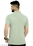 Solid cotton blend polo neck T-shirt for men, short sleeves, solid pattern, by 3BROS