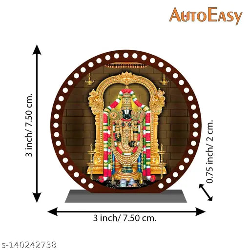 Tirupati Balaji acrylic figurine, multicolor religious idol for car dashboard or home decor. Perfect size for desk or office, ideal spiritual gift item