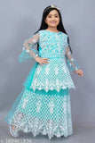 Embroidered net lehenga choli party dress for kids, vibrant colors, 5-10 years