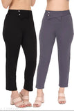 Poly blend trousers pack of 2, women's & girls comfy trousers, solid net, Indian origin, versatile style essential