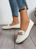 Stylish synthetic upper buckle loafers, KLIEV PARIS women's fashion, comfortable PVC sole for girls & women, solid net detail