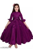 Purple silk three-quarter sleeve party/casual dress for girls, best-selling stylish design