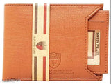 Brown textured artificial leather men's wallet with 5 compartments, free size (12cm x 6cm)