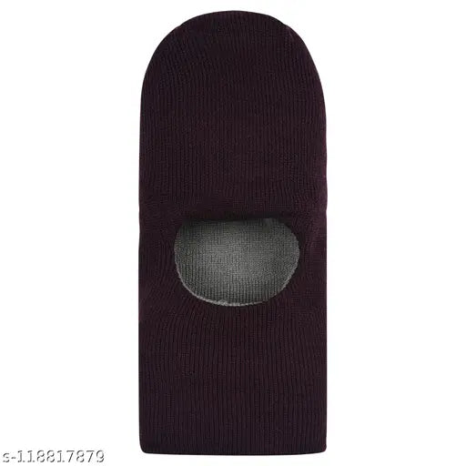 Maroon wool men's balaclava/monkey cap (pack of 1), quality, reversible, warm, lightweight, Indian-made