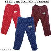 Marron red and blue printed women's lounge wear track pants, soft cotton pyjama set (N: 3)