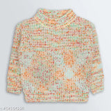 Peach acrylic loose fit sweater for girls, self-design round neck, 18-5 years old