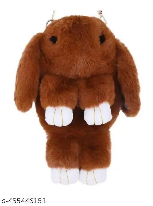 Rabbit-fur fabric bag, random color, self-designed pattern, free size, handmade Indian craft