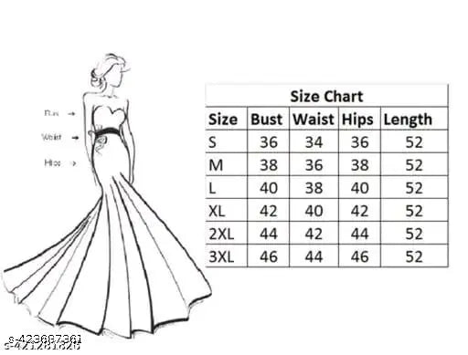 Trendy georgette printed net gown, long sleeves, size M-XXXL (India origin)