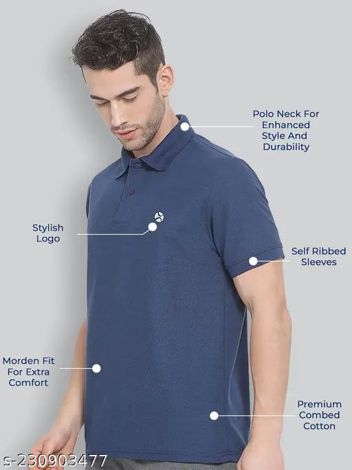 Multicolor solid cotton polo t-shirt for men, luxury nitro design with modern fit and enhanced style, available in various sizes: S-XXL (India)